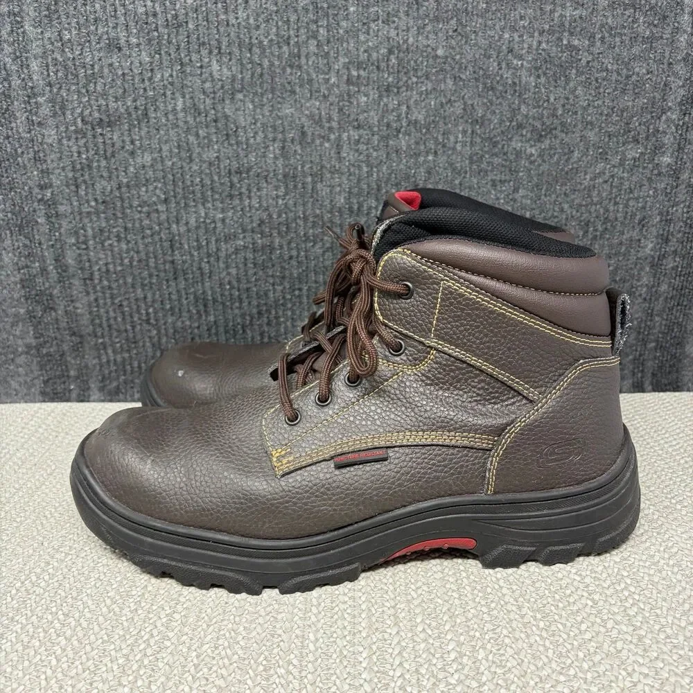 Skechers Burgin Tarlac Steel Toe Puncture Resistant Work Boots Brown Leather 14